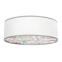 KIDDY lampa sufitowa 38 cm biały 2x40W E27 abażur biały z szarą oblamówką