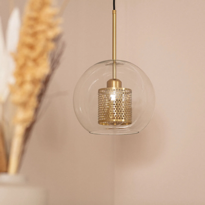 Lampa Wisząca Złota Szklana Abruzzo Nobile E27