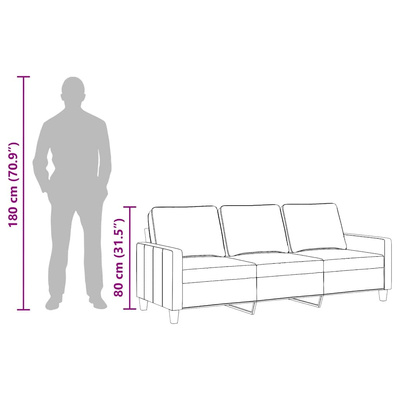 3-osobowa sofa, kremowa, 180 cm, tapicerowana tkaniną