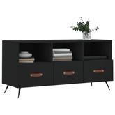 vidaXL Szafka pod TV, czarna, 102x36x50 cm, materiał drewnopochodny wariant 4