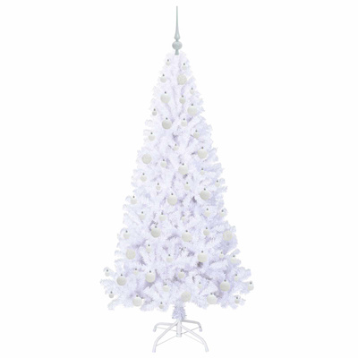 Sztuczna choinka z 300 diodami LED Biały 180 cm PVC i stal