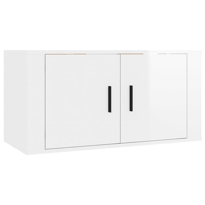 vidaXL Wiszące szafki telewizyjne, 2 szt, białe, połysk, 80x34,5x40 cm