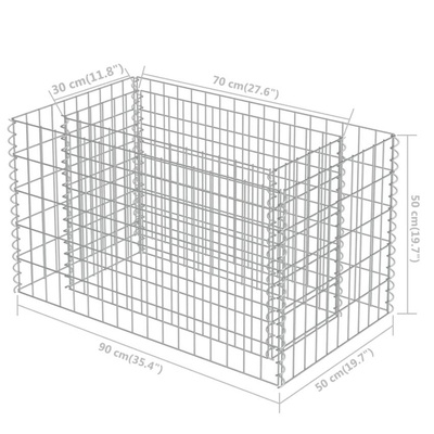 vidaXL Podwyższona donica gabionowa, galwanizowana stal, 90x50x50 cm