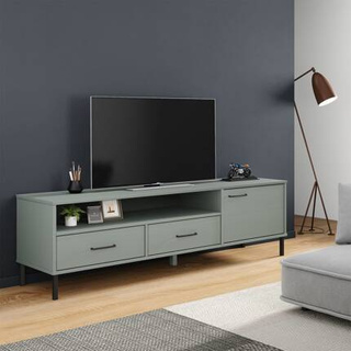 Szafka pod TV OSLO, metalowe nóżki, szara, sosnowa vidaXL