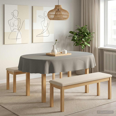 Obrus stołowy Owalny jasnoszary 130 x 180 cm