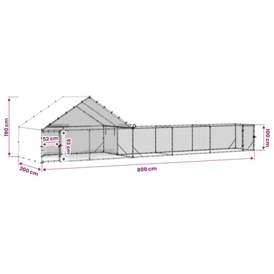 Kurnik z dachem i podwórkiem 2 szt. srebrny 8 x 2 x 1,9 m