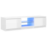 vidaXL Szafka pod TV z LED, biała, wysoki połysk, 140x40x35,5 cm
