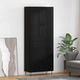 Highboard Czarny Dąb 69,5 x 34 x 180 cm Drewno inżynieryjne