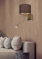 Polo Lampa Kinkiet Złoty 1X40W E27 + 2W Led Abażur Okrągły Czarny
