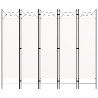 Parawan 5-panelowy, biały, 200 x 180 cm