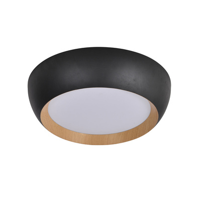abruzzo lampa sufitowa plafon czarno drewniany klosz biały 14-24121