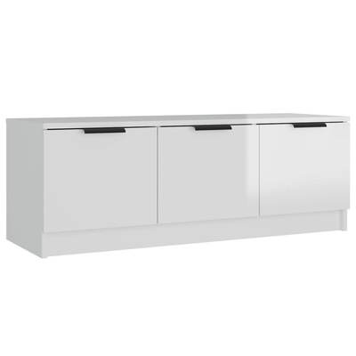 vidaXL Szafka pod TV, wysoki połysk, biała, 100x35x55 cm