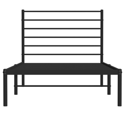 Metalowa rama łóżka z wezgłowiem, czarna, 80x200 cm