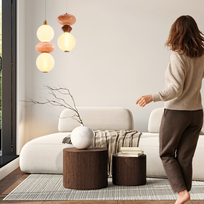 FLORES lampa wisząca mosiężny+brązowy 12W LED 3000K klosz biały