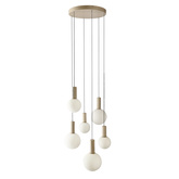 Lampa wisząca Testa beżowa białe klosze kule 6x10W G9 regulowana