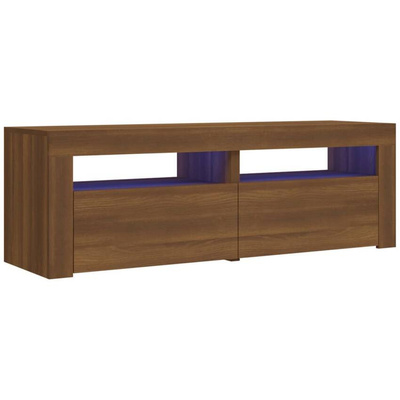 Szafka pod TV z oświetleniem LED, brązowy dąb, 120x35x40 cm vidaXL