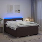 Łóżko Box Spring z materacem i LED Ciemny brąz 140 x 190 cm