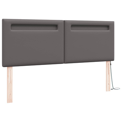 Wezgłowie LED Szary 144 cm Skóra ekologiczna