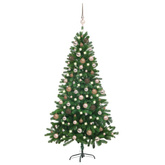 vidaXL Sztuczna choinka z lampkami i bombkami, 150 cm, zielona model standard