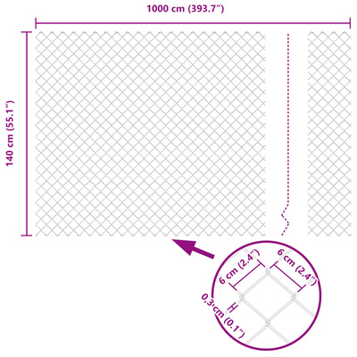 Ogrodzenie łańcuchowe 10 x 1,4 m Stal zielony