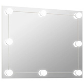 vidaXL Lustro ścienne z lampkami LED, bez ramy, prostokątne, szklane