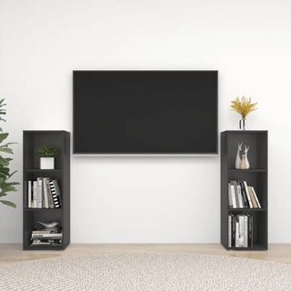 vidaXL Szafki telewizyjne, 2 szt., szare, 107x35x37 cm, płyta wiórowa