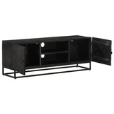 vidaXL Szafka pod TV, czarna, 110x30x40 cm, lite drewno mango i żelazo model standard