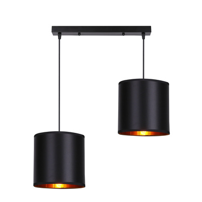 Lampa wisząca z abażurami Candida czarna podwójna metalowa do salonu