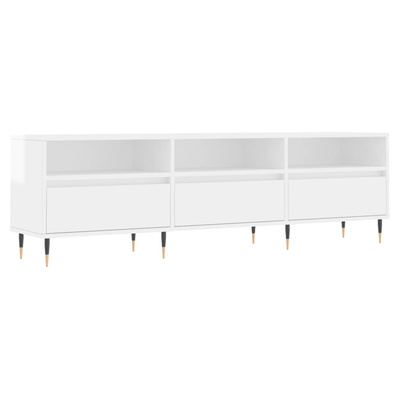 vidaXL Szafka pod TV, wysoki połysk, biała, 150x30x44,5 cm