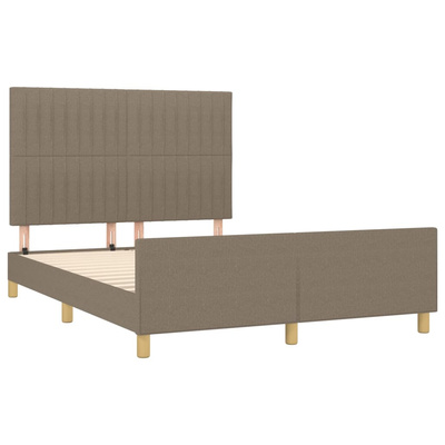 vidaXL Rama łóżka z zagłówkiem, taupe, 140x190 cm, obita tkaniną