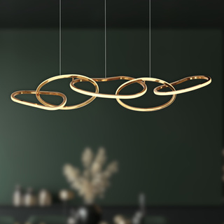 Lampa wisząca ANNELI elegancka  – złota nieregularna forma 125 cm – designerska lampa salonu i jadalni LED 3000K