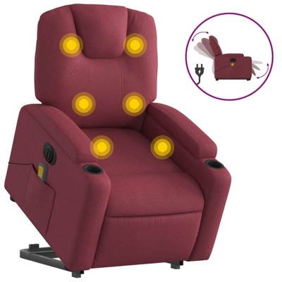 vidaXL Podnoszony fotel masujący, elektryczny, rozkładany, czerwony