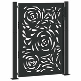 Brama ogrodowa czarna 100x125 cm Stalowy wzór płomienia