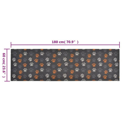 vidaXL Dywanik kuchenny, wzór w odciski łapek, 60x180 cm, aksamitny