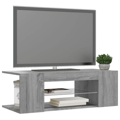 vidaXL Szafka pod TV z oświetleniem LED, szary dąb sonoma, 90x39x30 cm