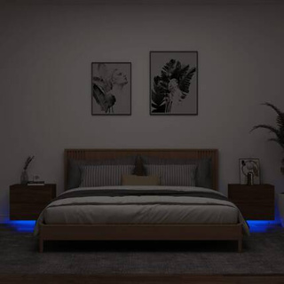 vidaXL Wiszące szafki nocne z LED, 2 szt., brązowy dąb