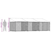 Klatka dla psa, z dachem i drzwiami, szara, 6x2x2 m, stal