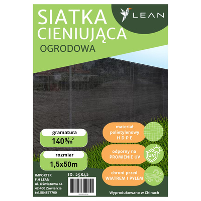 Siatka Cieniująca Na Ogrodzenie Płot Maskująca Zielona 1.5M 50M 140g/m?