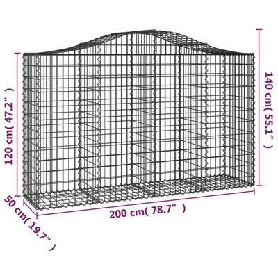 Kosze gabionowe, 12 szt, 200x50x120/140cm, galwanizowane żelazo
