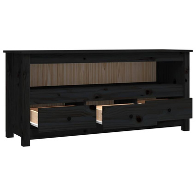 vidaXL Szafka pod TV, czarna, 114x35x52 cm, lite drewno sosnowe