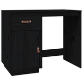 vidaXL Biurko, czarne, 95x50x75 cm, lite drewno sosnowe