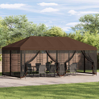 Altana z bokami 6 x 3 m brązowy Poliester i Stal 190
