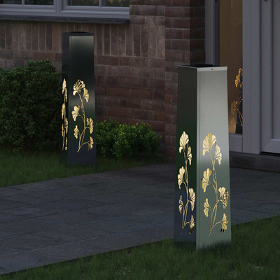 Słoneczna LED lampa na ścieżkę 2 pcs Srebrny Stal ocynkowana