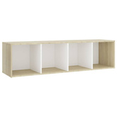 vidaXL Szafka pod TV, biel i dąb sonoma, 142,5x35x36,5 cm