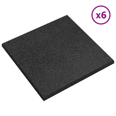 Płytki ochronne przed upadkiem 6 pcs Czarny 50 x 50 cm Guma