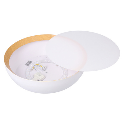 calabria lampa sufitowa plafon biało drewniany klosz biały 14-24138