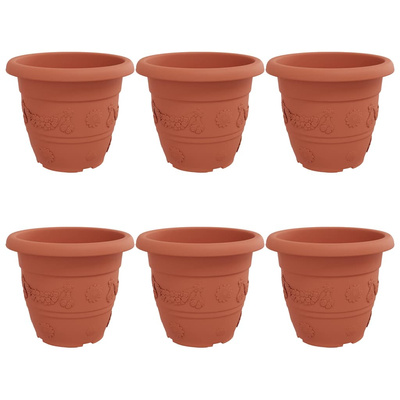 Okrągła doniczka na kwiaty 6 pcs Czerwony ceglasty ? 34 x 28 cm