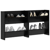 Szafka na buty z półką 2 pcs Czarny Dąb 60 x 18 x 60 cm
