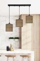 Lampa wisząca z abażurami Legno rattanowy orzechowy potrójna nad stół