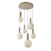 Lampa wisząca Testa beżowa białe klosze kule 6x10W G9 regulowana